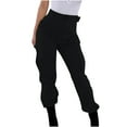thumbnail image 1 of QLEICOM Women's Cargo Capris Hiking Pants Lightweight Quick Dry Outdoor Athletic Travel Casual Loose Comfy Elastic Waist Joggers with Pockets Black 3XL, US Size 14, 1 of 7