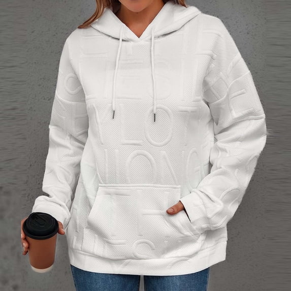 Pejock Women's Casual Pullover Hoodie, Long Sleeve Loose Fit Letter Print Sweatshirt Tops, Fashion Comfortable Hooded Sweater for Daily Wear, Spring and Fall Clothing