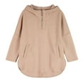thumbnail image 1 of Pejock Women's Casual Pullover Top, Long Sleeve Round Neck Shirt with Zipper Pocket and Curved Hem, Soft Polyester Blouse for Fall and Winter Daily Wear, 1 of 6