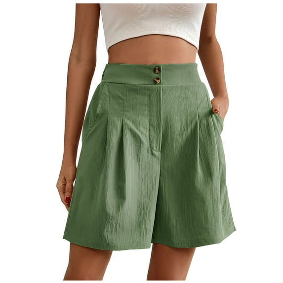 Pejock Women's Casual Shorts, Oversized Loose Wide Leg Short Pants, High Waisted Flowy Shorts with Pockets, Summer Casual Pleated Shorts, Comfort Workwear Shorts