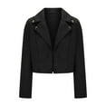 thumbnail image 1 of Pejock Women's Cropped Notched Lapel Jacket, Long Sleeve Stretch Blouse with Asymmetric Buttons, Fashionable Fitted Top for Casual and Office Wear, 1 of 7