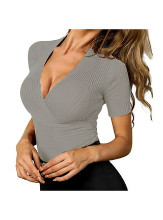 Women's Cross Wrap Ruched Plunge Sexy Deep V Neck Slim Fit Short