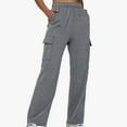 thumbnail image 1 of Pejock Women's Elastic Waist Pants with 6 Pockets - Lightweight Cargo Work & Casual Capris, Loose Fit Cropped Ankle Length Polyester, 1 of 6
