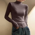 thumbnail image 1 of Pejock Women's Half Turtleneck Basic Top, Solid Color Long Sleeve Shirt for Layering, Casual and Office Wear, Soft Stretch Comfort Fit Blouse, 1 of 8