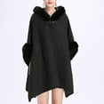 thumbnail image 1 of Pejock Women's Hooded Cloak Cardigan, Casual Long Sleeve Open Front Poncho Sweater with Fur Hood, Lightweight Blouse Top for Spring and Fall, 1 of 8