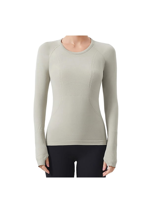 Women's Long Sleeve Workout Top, Seamless Athletic Shirt for Yoga and Running, Breathable Fitness Training Tee, Comfortable Sportswear for Women, Gym Essentials, Casual Athletic Wear