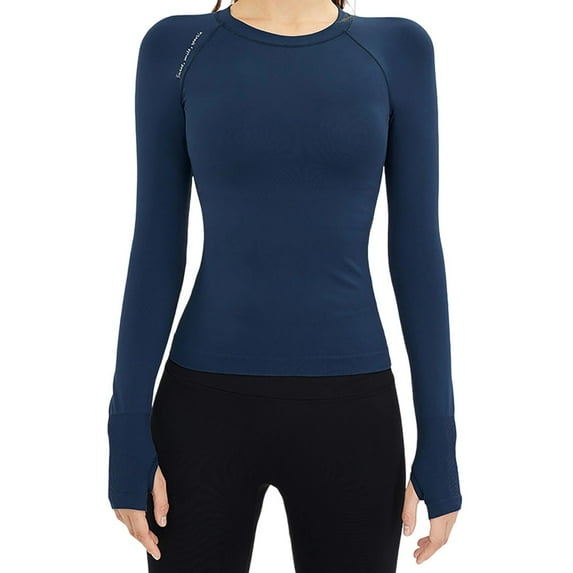 Pejock Women's Long Sleeve Yoga Top, Seamless Workout Shirt, Nude Feel Fitness Wear for Women, Tight-Fitted Exercise Shirt for Gym, Running and Daily Training