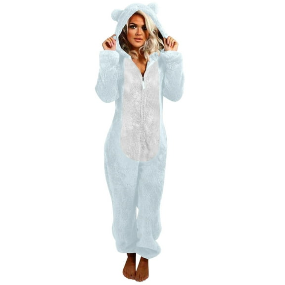 Pejock Women's Novelty One-Piece Pajamas Valentine's Day Family Christmas Pajamas Hooded Bandage One Piece Long Sleep Romper Pajama Bodysuit Jumpsuit Bodycon One-Piece Flannel Pjs Sleepwear
