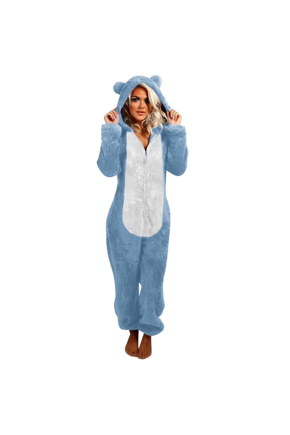 Women's Novelty One-Piece Pajamas Valentine's Day Family Christmas Pajamas Hooded Bandage One Piece Long Sleep Romper Pajama Bodysuit Jumpsuit Bodycon One-Piece Flannel Pjs Sleepwear