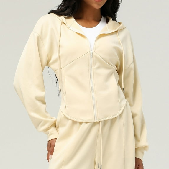 Pejock Women's Oversized Hooded Sweatshirt, Long Sleeve Casual Pullover Sweatshirt, Soft Lightweight Zip Up Hoodie for Everyday Wear
