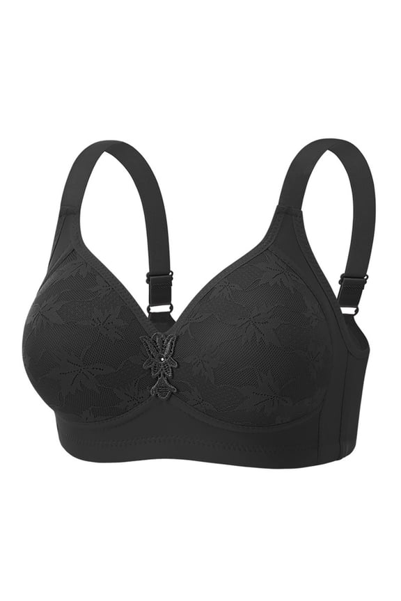 Women's Plus Size Front Closure Wirefree Bra, Breathable Lace Adjustable Strap Lightweight Comfort for Everyday Wear
