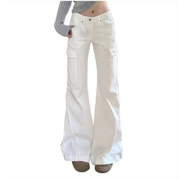 Pejock Women's Plus Size Overalls Loose Flare Leg, Solid Color Workwear Jumpsuit with Multi-Pockets & Elastic Comfort for Job Site & Daily