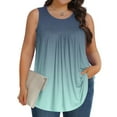 thumbnail image 1 of Pejock Women's Plus Size Pleated Tank Top, Summer Loose Fit Round Neck, Flowy Curved Hem Blouse, Breathable Sleeveless Tunic, 1 of 6