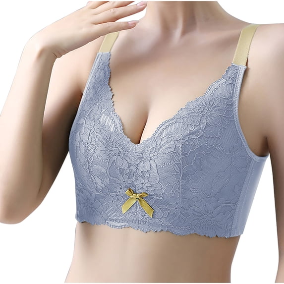 Pejock Women's Plus Size Wireless Bra, Adjustable Breathable Lace Thin Cup Seamless Full Coverage Comfort Support for Everyday Wear