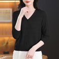 thumbnail image 1 of Pejock Women's Short Solid Cardigan, Casual Button Up Knit Sweater with Three Quarters Sleeve, Lightweight Open Front Coat for Spring and Summer, 1 of 8