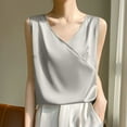 thumbnail image 1 of Pejock Women's Silk Satin Tank Top, V Neck Luxury Cami Blouse, Summer Sleeveless Shirt, Elegant Nightwear & Daywear, Slip Dress Style Pajama Top, 1 of 3