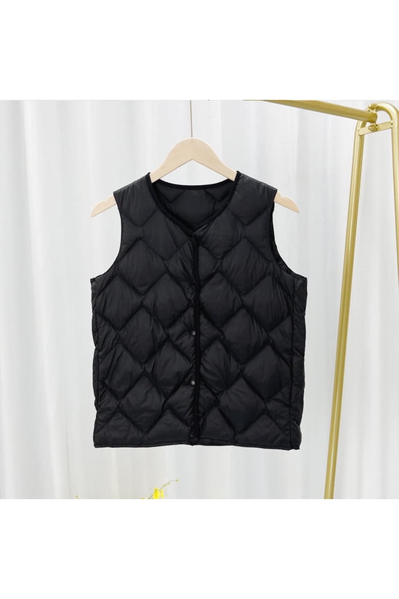 Women's Sleeveless Vest, Casual Solid Color Button Down Vest with Pocket, Lightweight Zip Up Gilet for Daily Wear, Fashion Outerwear Jacket for Women