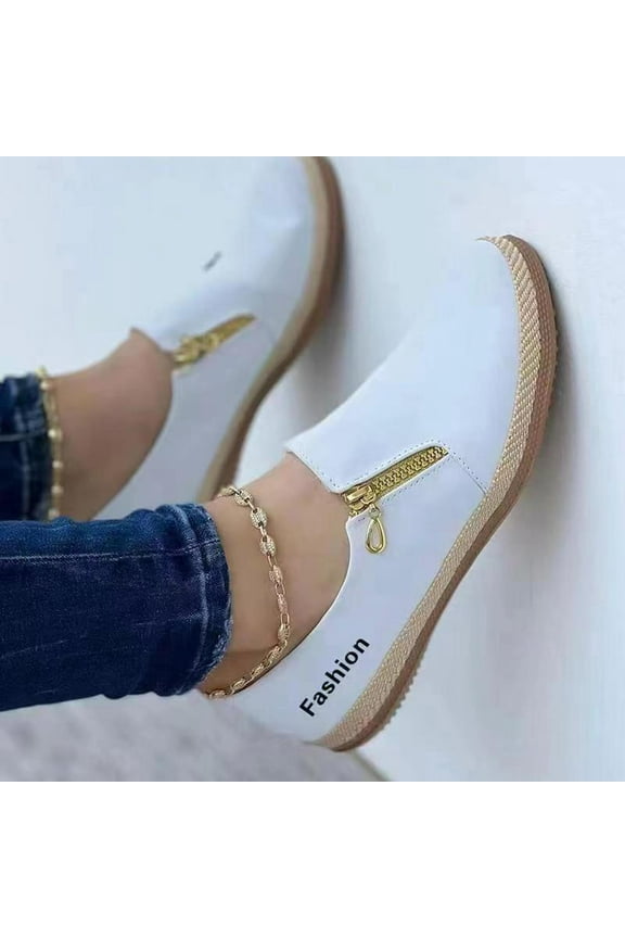 Women's Slip-On Canvas Sneakers - Lightweight Walking Shoes, Non-Slip & Comfortable Flats