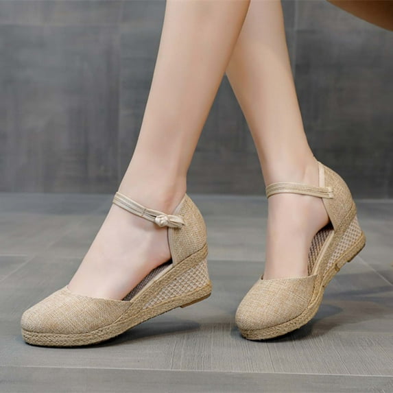 Pejock Women's Slip-Ons Sneakers, Womens Loafers, Ladies Fashion Canvas Sneakers, Wedge Sandals Closed Toe Buckle Strap Casual Summer Platforms Non Slip Comfortable & Light-Weight Shoes