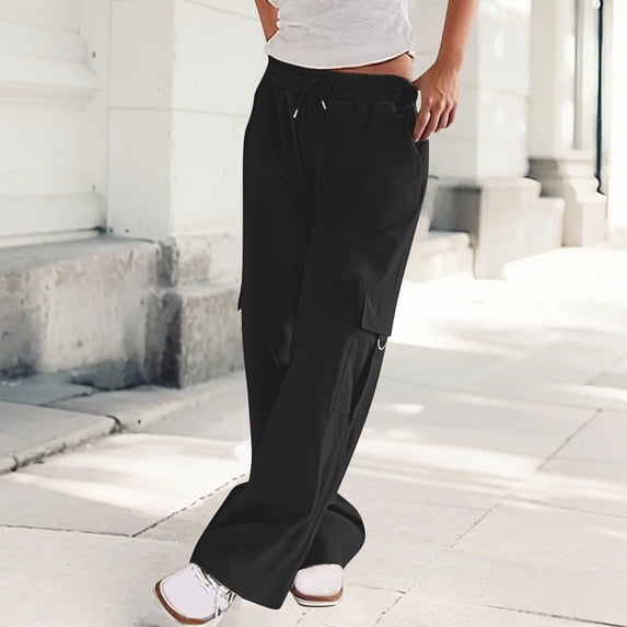 Pejock Women's Straight Leg Work Pants - Relaxed Fit Cargo Trousers with 7 Utility Pockets, Lightweight Ripstop Polyester Mid Rise