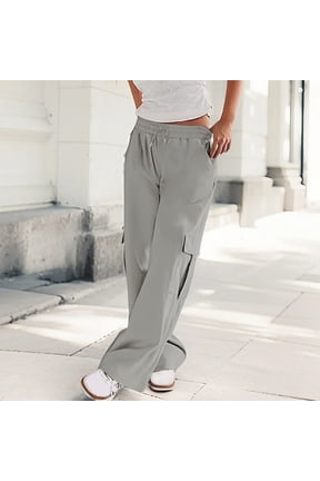 Women's Straight Leg Work Pants - Relaxed Fit Cargo Trousers with 7 Utility Pockets, Lightweight Ripstop Polyester Mid Rise