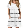 thumbnail image 1 of Pejock Women's Summer Casual Tshirt Dresses O Neck Short Sleeve Loose Dress Sundress with Pockets White B XL (US Size: 10), 1 of 4