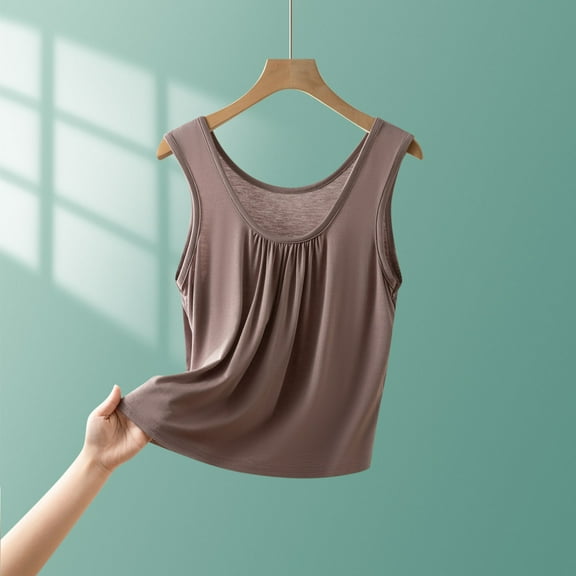 Pejock Women's Summer Tank Tops, Breathable Pleated Sleeveless Tops, Loose Fit Casual Blouse, Flowy Round Neck Shirt, Lightweight & Comfortable, Beach & Streetwear