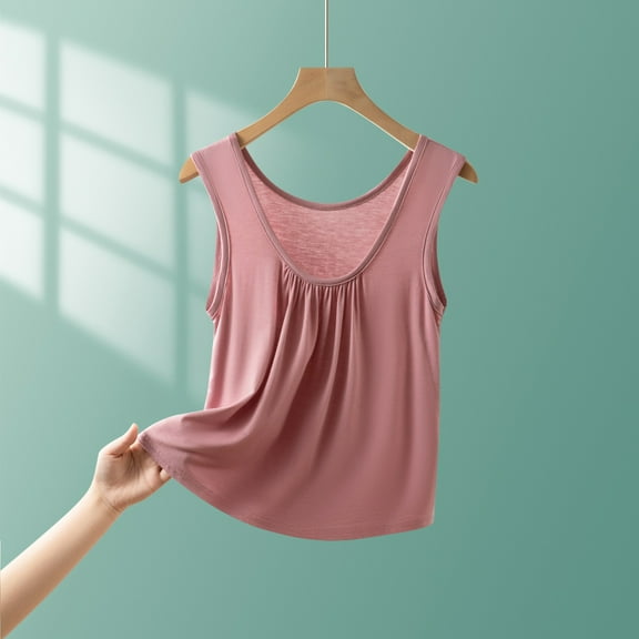 Pejock Women's Summer Tank Tops, Breathable Pleated Sleeveless Tops, Loose Fit Casual Blouse, Flowy Round Neck Shirt, Lightweight & Comfortable, Beach & Streetwear