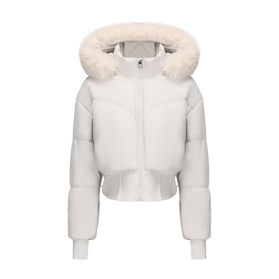 Pejock Women's Thumb Hole Hooded Jacket, Long Sleeve Zip Up Parka Coat, Casual Fleece Lined Outerwear for Daily Wear