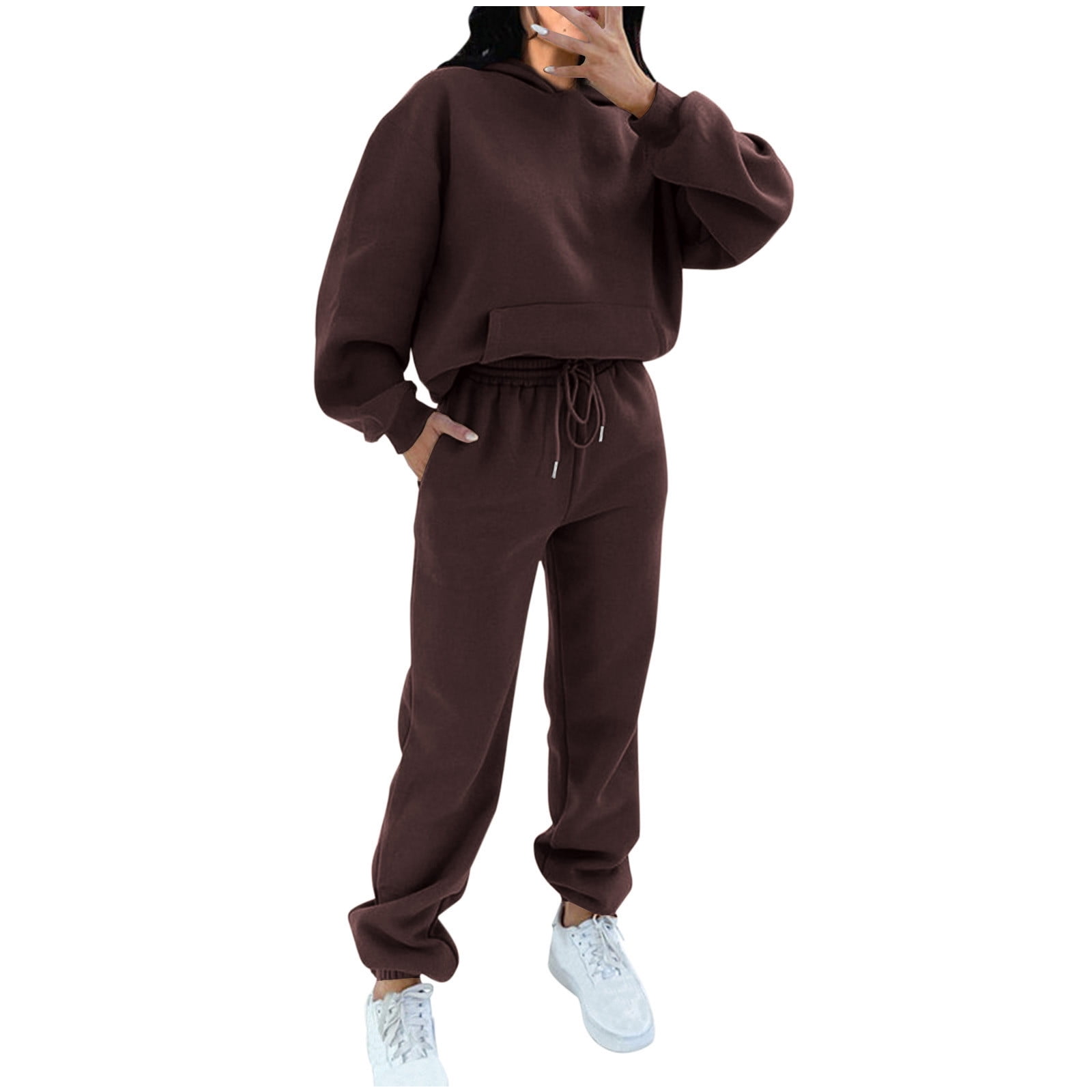 Pejock Women's Two Piece Outfits Matching Sets Long Sleeve