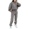 thumbnail image 1 of Pejock Women's Two Piece Outfits Matching Sets Long Sleeve Pullover Tops and Wide Leg Pants Tracksuit Soild Color Lounge Sets Women 2 Piece Pajama Sets Winter Warm Hoodie Sweatshirt & Sweatpants Sets, 1 of 6