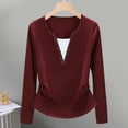 thumbnail image 1 of Pejock Women's V-Neck Long Sleeve Blouse, Loose Fit Rhinestone Decorated Tops, Comfortable Fall Winter Casual Shirts for Daily and Party Wear, 1 of 8