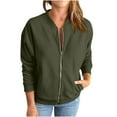 thumbnail image 1 of Pejock Women's Zip up Hoodless Sweatshirt Jacket Lightweight Casual Inspired Bomber Jacket Soild Print Outwear Running Sweatshirt with Pockets Oversized Zipper Hoodless Jacket Coats, 1 of 5