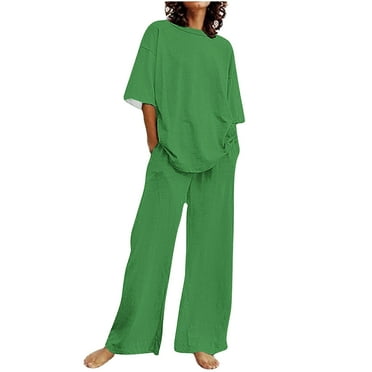 Pejock Fashion Savings Deals! Womens Plus Size 2 Piece Sets Summer Outfits 3/4 Sleeve Wide Leg Tracksuits Casual Sweat Sets Lounge Sweatsuits