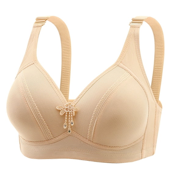 Pejock Womens Plus Size Bra Double Support Wireless Bra with Adjustable Straps Full-Coverage Bras