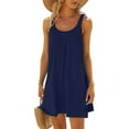 thumbnail image 1 of Pejock Womens Summer Halter Mini Short Dresses Beach Tshirt Sundress Sleeveless Casual Loose Tank Dress Navy S (US Size: 4), 1 of 6