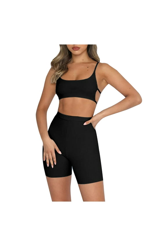 Workout Outfits for Women 2 Piece Backless Crop Tank Tops High Waist Leggings Exercise Sets Oversized Active Wear Tracksuits Sets Yoga Running Gym Activewear Sets Outing Sport Shorts Pant Sets