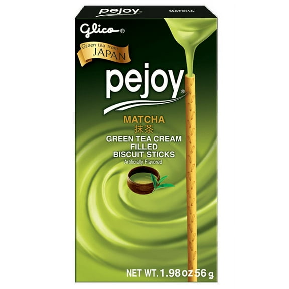 Pejoy 56g Biscuit sticks filled with rich matcha green tea cream. Indulge with Pejoy anytime during the day with your favorite drink.