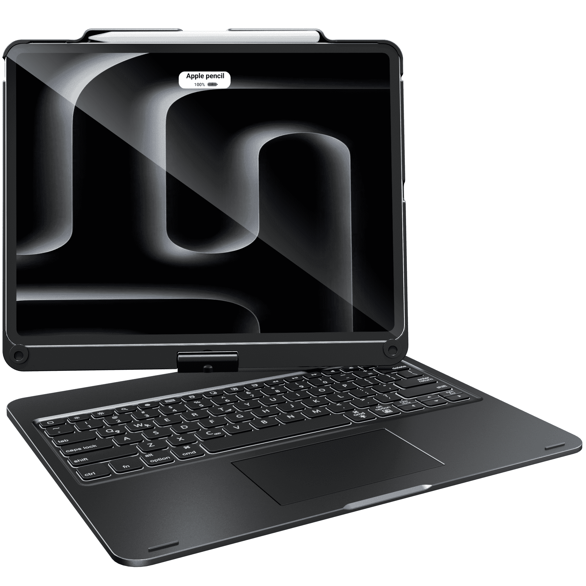 Pekarejue Wireless Keyboard Case for iPad Air 13 inch M4 M3 M2 & iPro 12.9-inch 6th 5th 4th 3rd Generation: Smart Trackpad RGB Backlit, 360 Degree Rotating Protective Cover and Pencil Holder Black