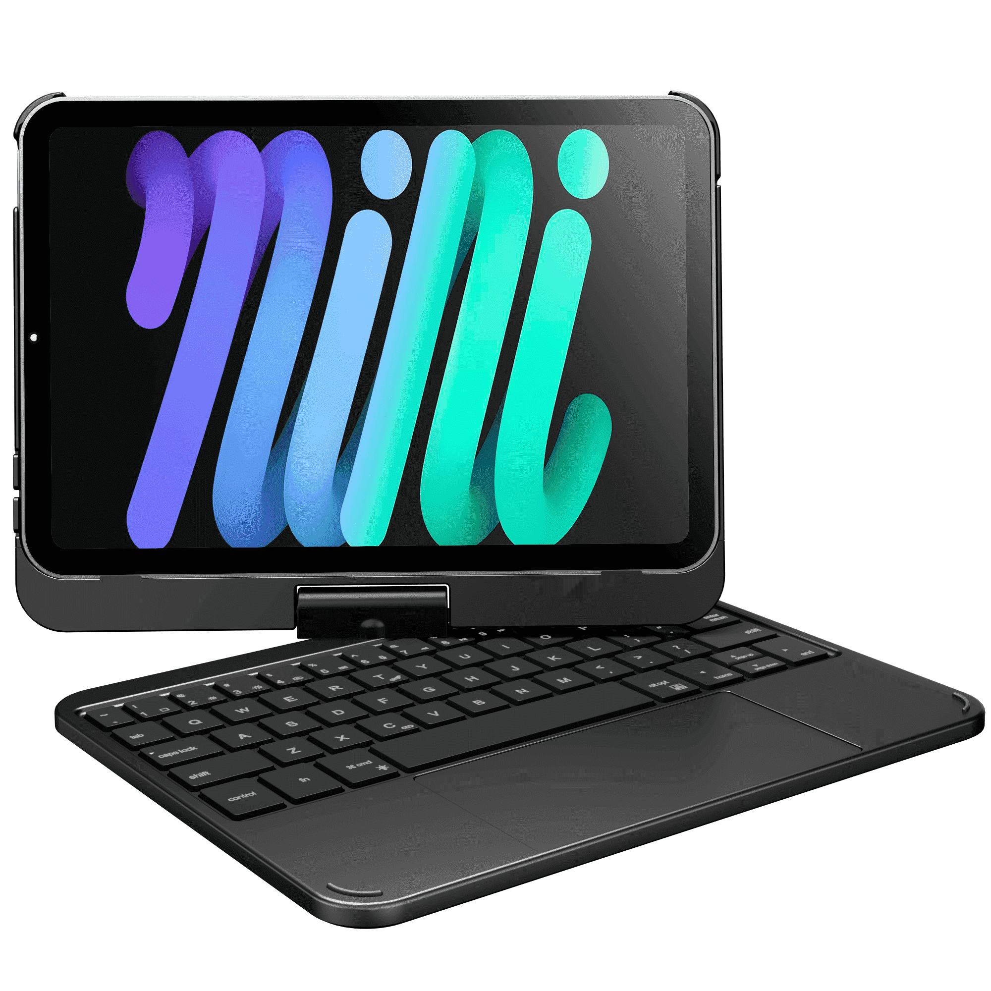 Pekarejue Keyboard Case Compatible with iPad Mini 7th Generation 2024 (A17 Pro) / iPad Mini 6th Gen 8.3 Inch 2021: 360 Degree Rotatable Cover Multi-Touch Trackpad RGB Backlit Space Gray