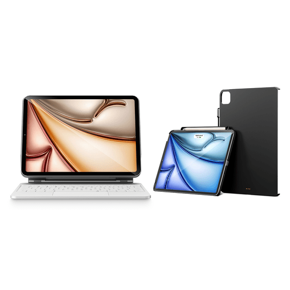 Pekarejue Magic Keyboard Case + Stylus Pen Compatible with 2024 iPad Pro 11-inch M4, White