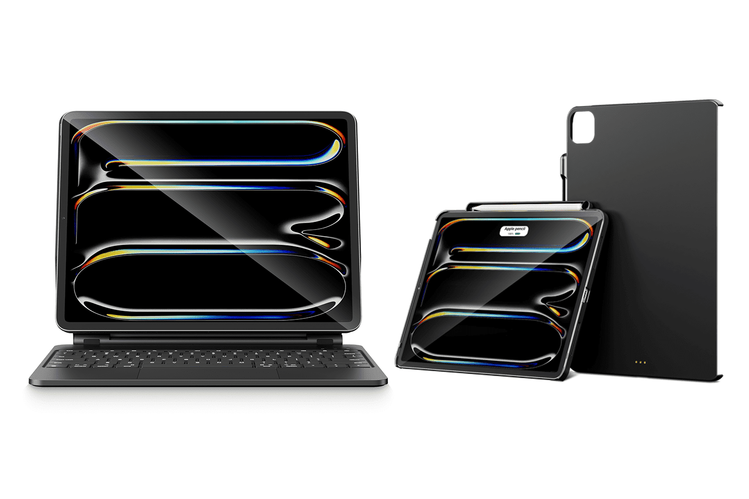 Pekarejue Magic Keyboard Case + Stylus Pen Compatible with Apple iPad Pro 13-inch M4 2024 & M5 2025, Black