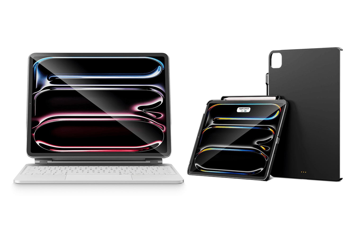 Pekarejue Magic Keyboard Case + Stylus Pen Compatible with Apple iPad Pro 13-inch M4 2024 & M5 2025, White