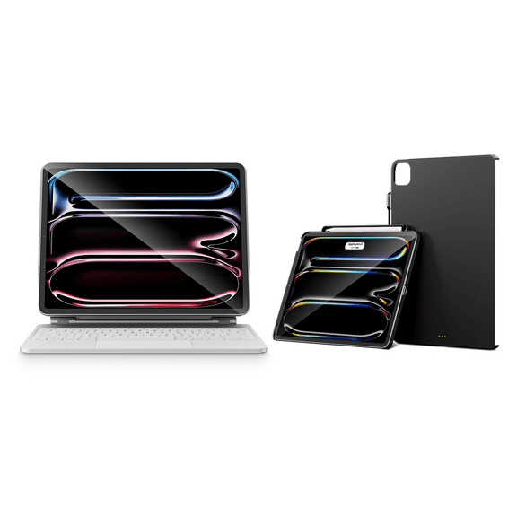 Pekarejue Magic Keyboard Case + Stylus Pen Compatible with 2024 iPad Pro 13-inch M4, White