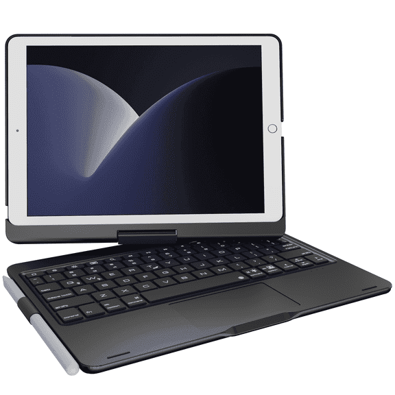 Pekarejue Wireless Keyboard Case for 2021 Apple iPad 10.2 inch 9th 8th 7th Generation, iPad Air 3rd and iPad Pro 10.5 2nd Gen: Rotatable Cover with Pencil Holder, Multi-Touch Trackpad, RGB Backlit