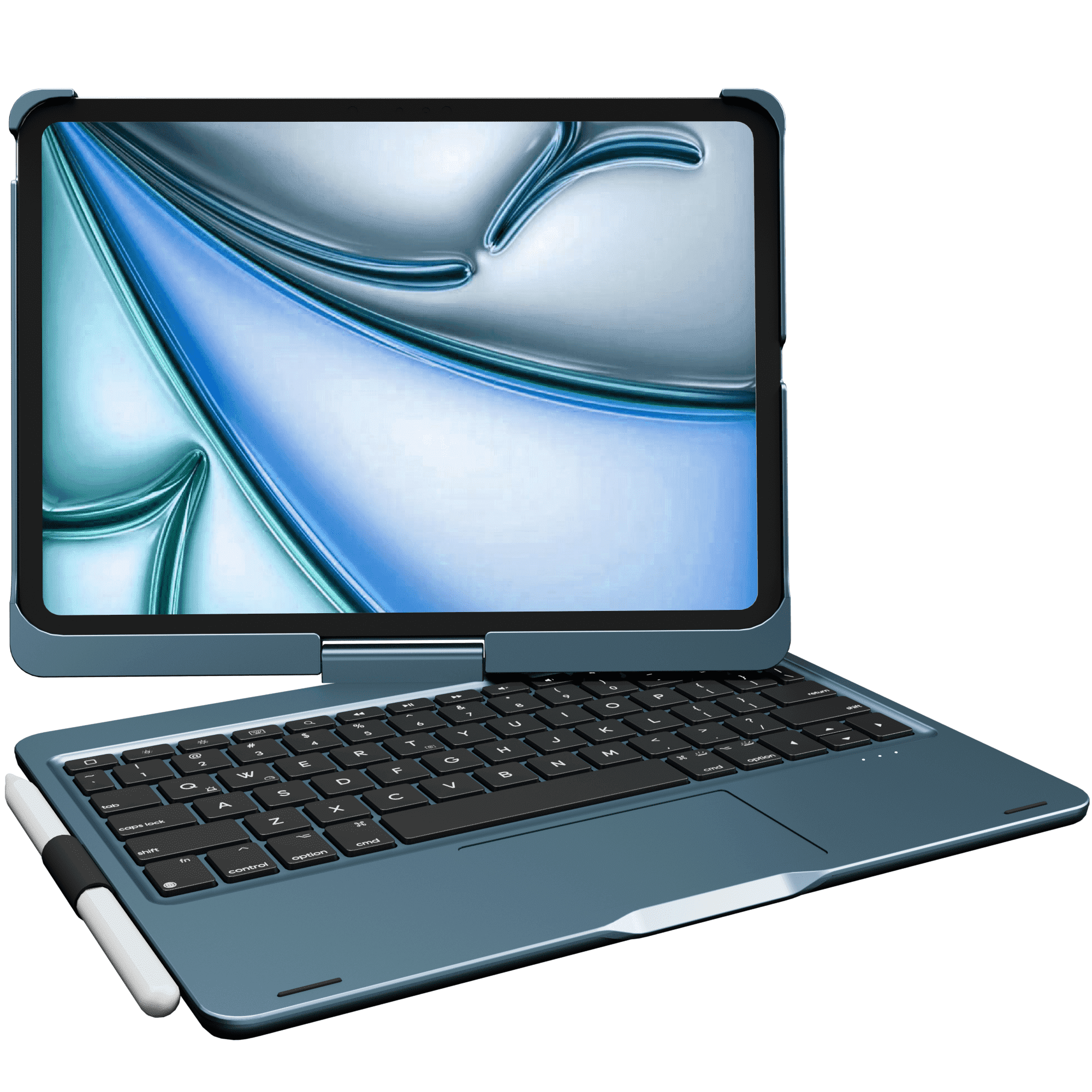 Pekarejue Wireless Keyboard Case for Apple iPad Pro 11 inch  M4 2024 & M5 2025, 360-Degree Rotatable Cover with Pencil Holder, Multi-Touch Trackpad, RGB Backlit Navy Blue