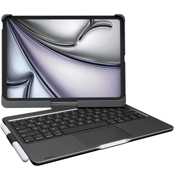 Pekarejue Wireless Keyboard Case for 2024 Apple iPad Pro 11 inch 5th Generation M4 A2836 A2837 A3006, 360-Degree Rotatable Protective Cover with Pencil Holder, Multi-Touch Trackpad, RGB Backlit Black