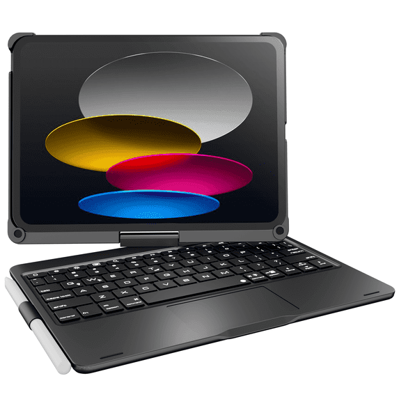 Pekarejue Wireless Keyboard Case Compatible with Apple iPad 11th (A16) M3 2025 & 2022 iPad 10th Generation (10.9-inch): Rotatable Pencil Holder Multi-Touch Trackpad RGB Backlit Black