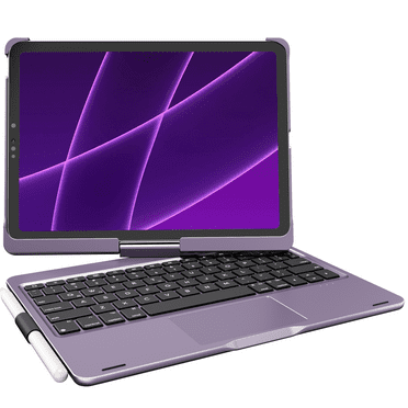 pekarejue Wireless Keyboard Case Compatible with 2025 iPad (11th-10th) & iPad Air 11-inch (M3-M2)& iPad Air (5th-4th) & iPad Pro 11-inch (4th-1st): Rotatable Pencil Holder Trackpad Backlit, Purple