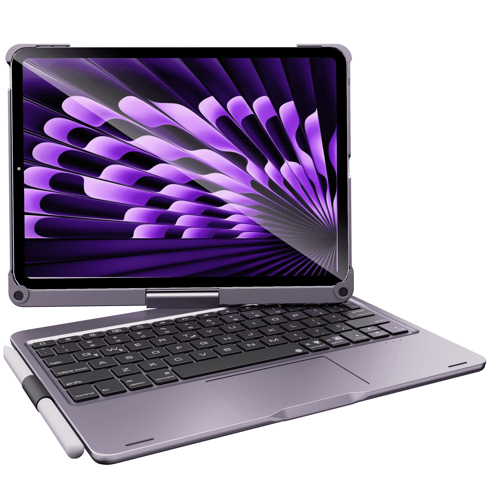 Pekarejue Wireless Keyboard Case Compatible with iPad Air 11-inch M4 M3 M2 & iPad Air 5th 4th & iPad Pro 11 (4th-1st Gen): 360 Rotatable Pencil Holder Multi-Touch Trackpad Backlight Metalllic Purple